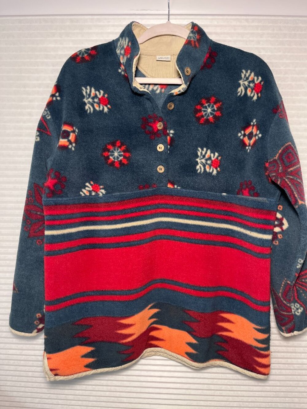 Vintage 90s United Colors of Benetton Aztec Fleece Pullover - Small